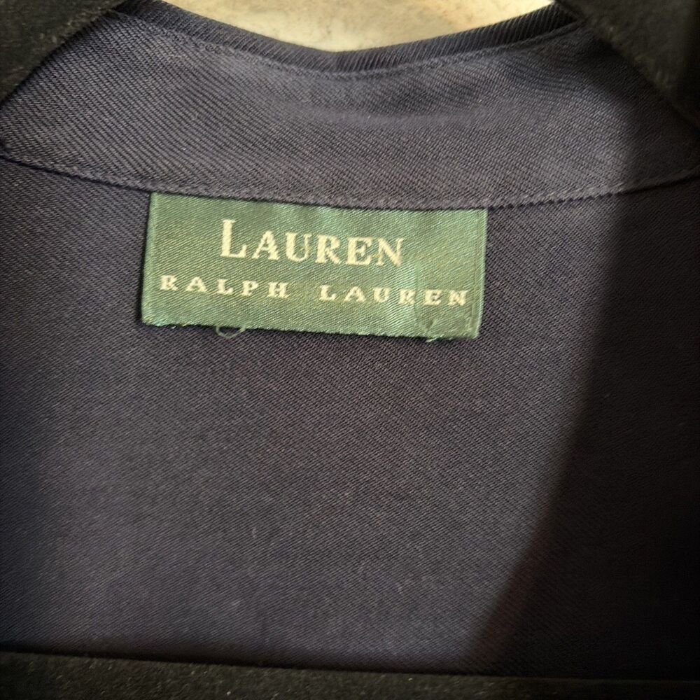 Ralph Lauren Womens L Navy Crest Button Up Blouse Old Money Quiet Luxury Preppy - Picture 3 of 7